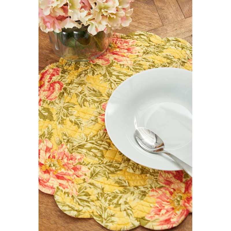 Splendor Cotton Quilted Round Reversible Placemat Set of 6 - Set of 6