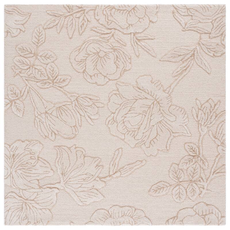 SAFAVIEH Handmade Glamour Arsenia Floral Wool Rug - 6' Round - Ivory/Beige