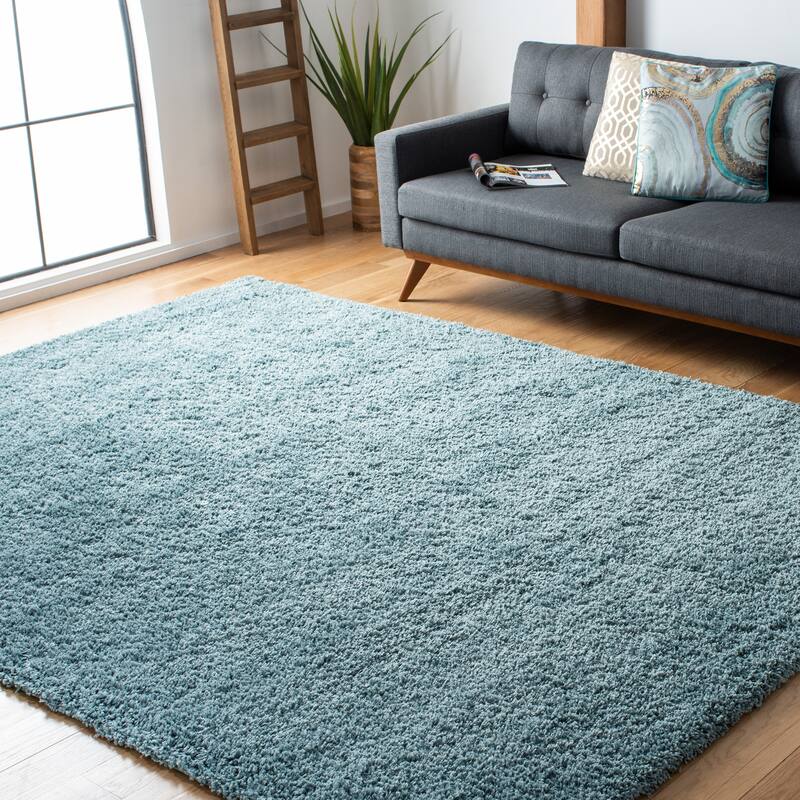 SAFAVIEH California Shag Izat 2-inch Thick Rug - 8' x 8' Square - White