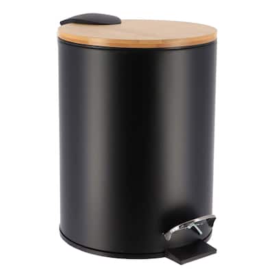 Stylish Trash Can with Bamboo Lid and Pedal, 2.5L Capacity - 9.2" H x 8" L x 8" W