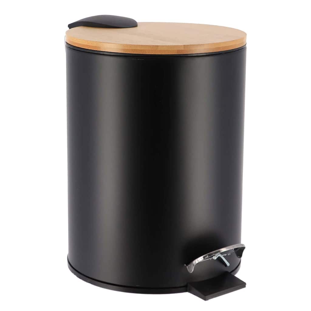 Stylish Trash Can with Bamboo Lid and Pedal, 2.5L Capacity - 9.2" H x 8" L x 8" W