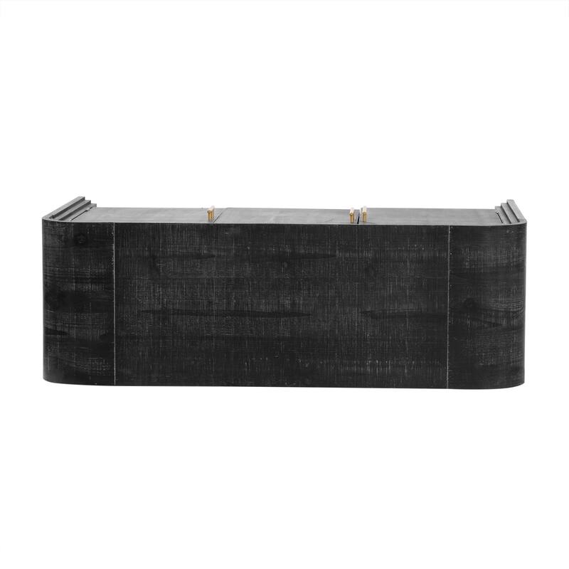 Retro Minimalist Curved Sideboard with Gold Handles and Adjustable Dividers for Living Room or Dining Room