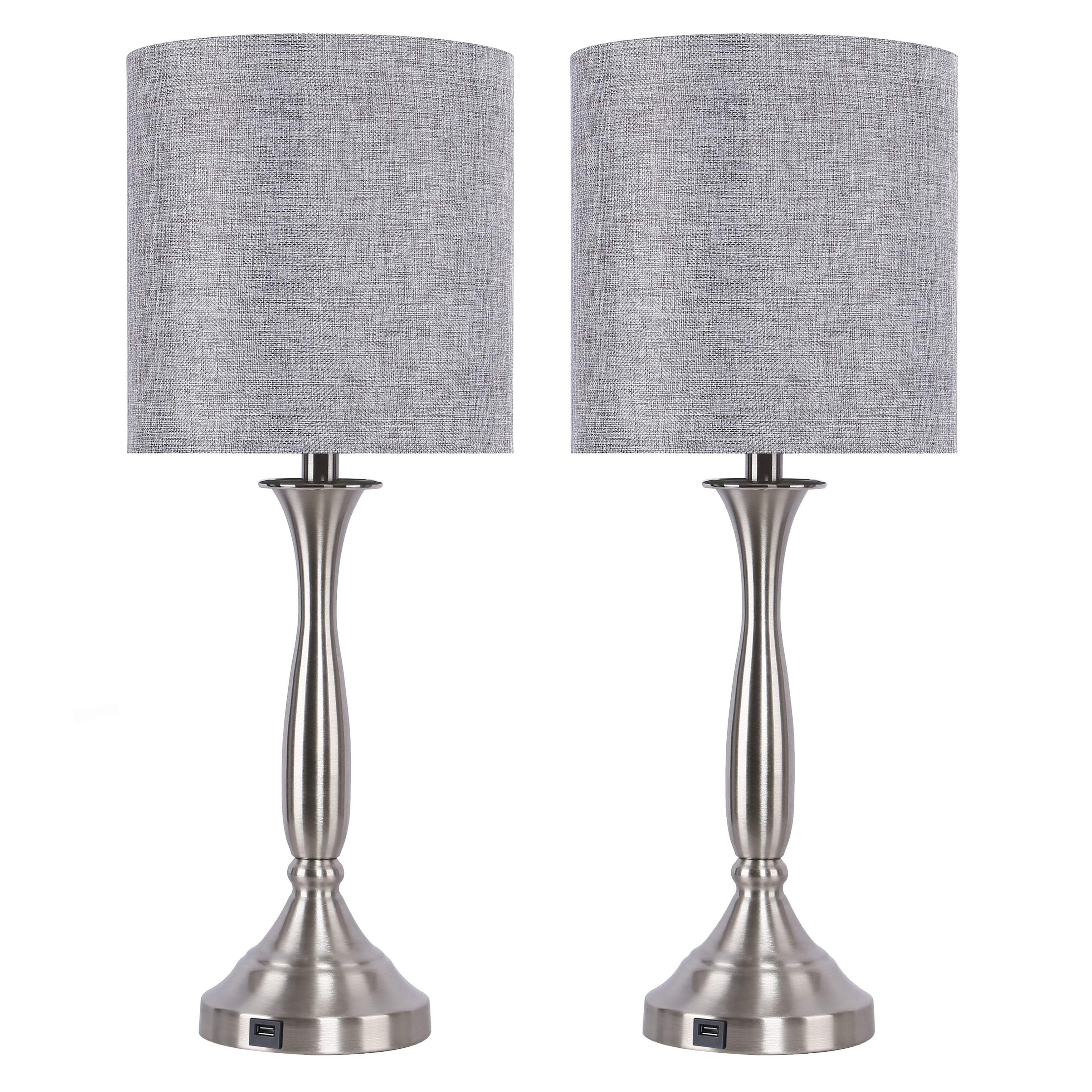 25 5 Metal Table Lamps W Usb Port In Base And Linen Shades Set Of 2 On Sale Overstock 32201803