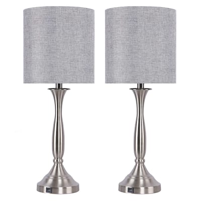 25.5-inch Metal Table Lamps w/linen shade (Set of 2)