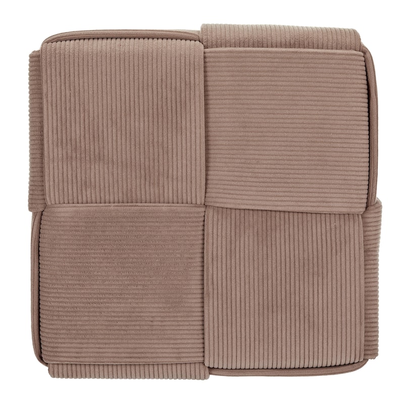 Esme Checker Weave Corduroy Accent Stool with Soft Fabric