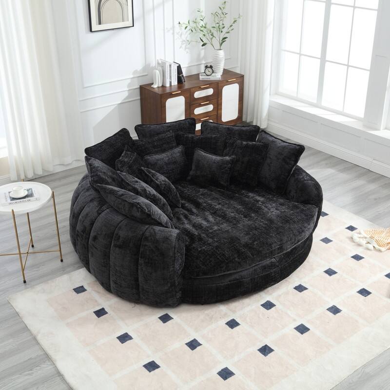 81.10" Double Bread Extra Large Round Sofa Bed with Armrests and Large Cushions