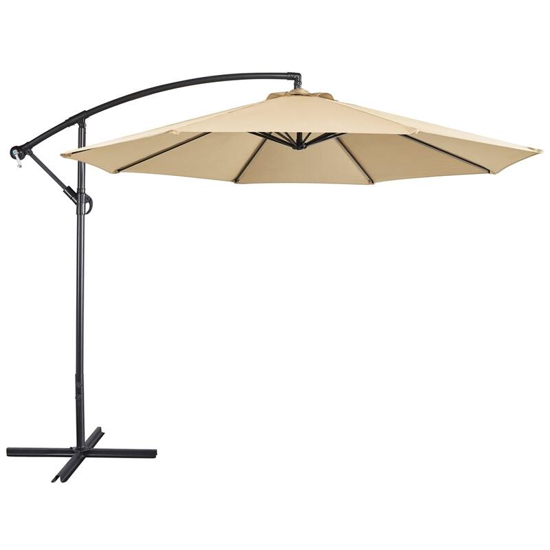 Yaheetech 10 Ft Patio Offset Umbrella Outdoor Hanging Cantilever Umbrella with Crank & Cross Base