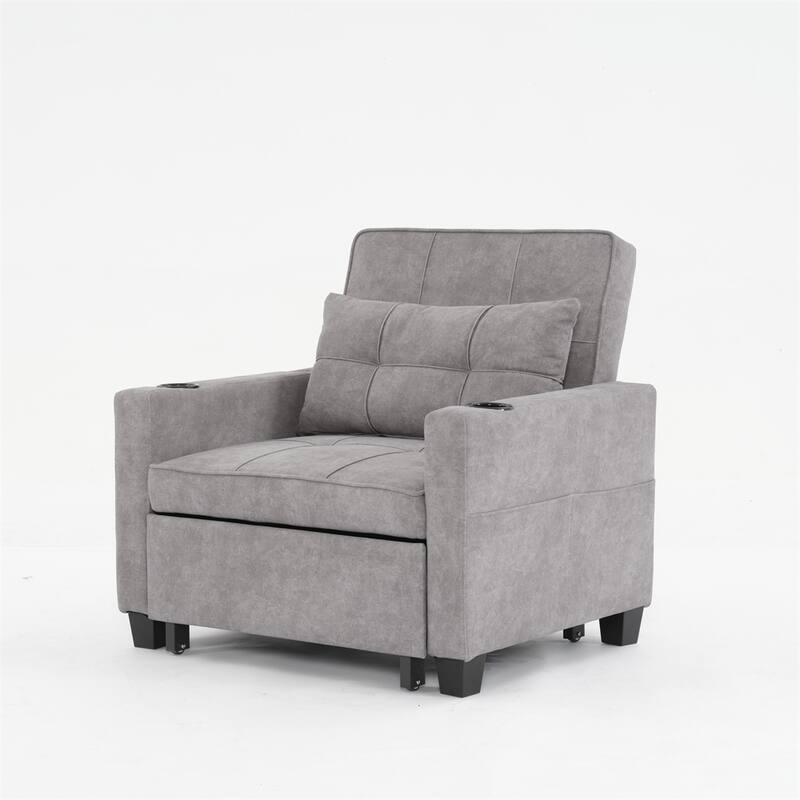3-in-1 Pull Out Convertible Sleeper Chair w/ USB Ports,Wear Resistant