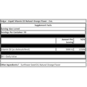 Solgar Liquid Vitamin D3 Cholecalciferol 5000 Iu Natural Orange Flavor 2