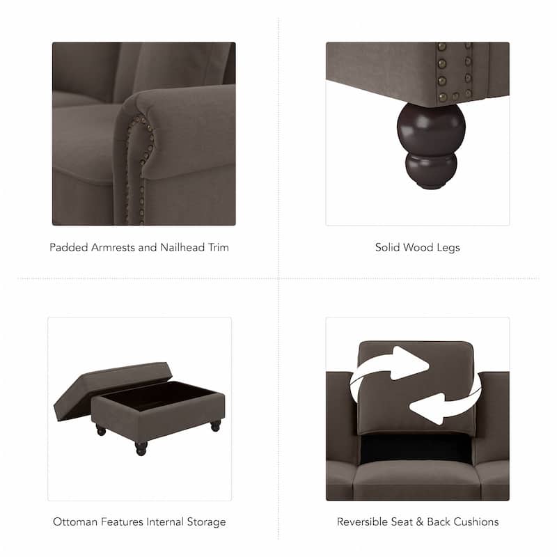Bush Furniture Coventry Living Room Accent Chair with Ottoman Set