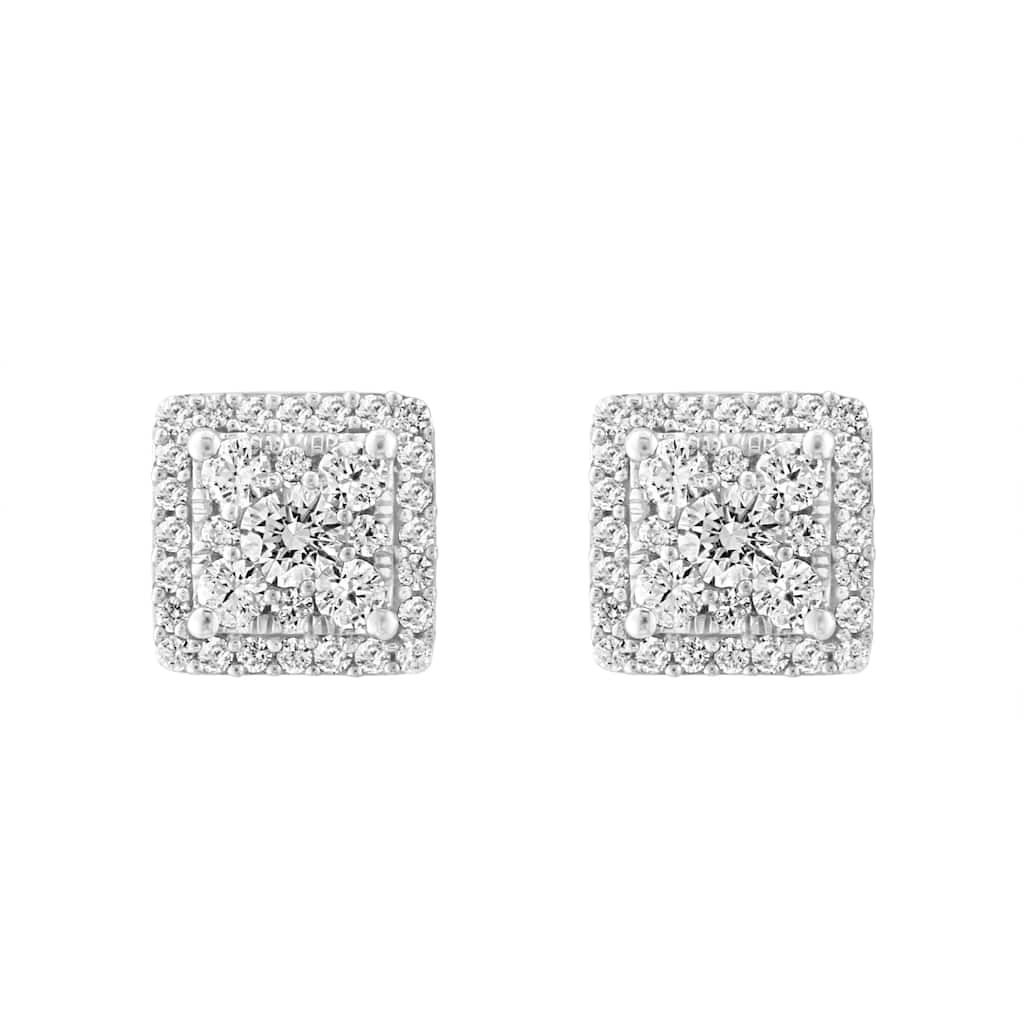 Effy Women's 925 Silver Lab Grown Diamond Pave Square Earrings