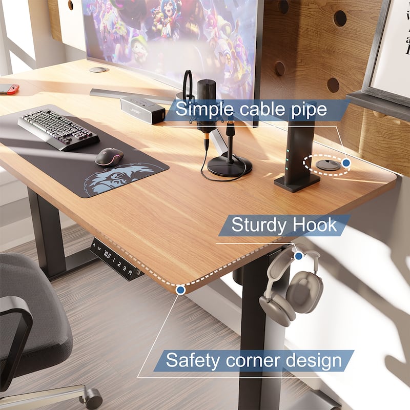 Futzca Height Adjustable Electric Standing Desk Sit Stand Computer Stand up Desk with Splice Board