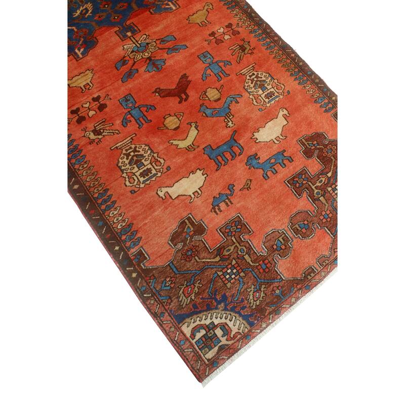 Fine Vintage Distressed Gulden Rust/Blue Runner - 3'3" x 10'4"