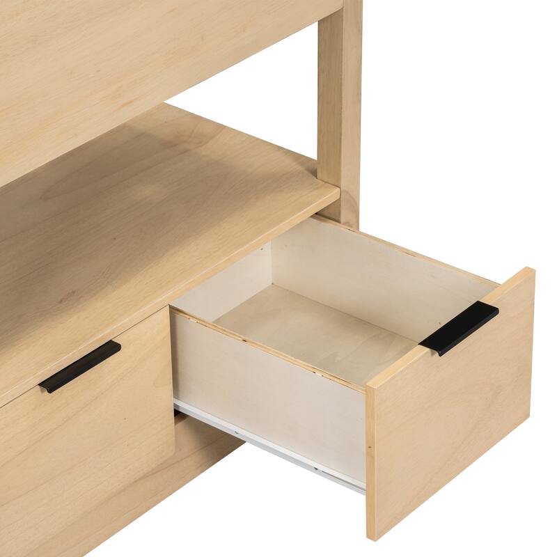 30" Bathroom Vanity with Sink Top, Bathroom Cabinet with Open Storage Shelf and Two Drawers, One Package