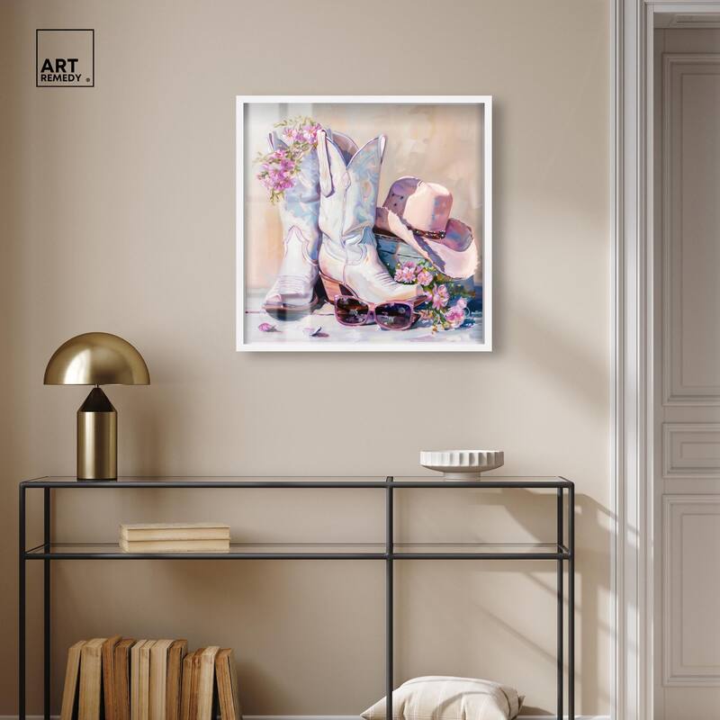Spring Pink Cowboy Necessities Shadowbox by Art Remedy