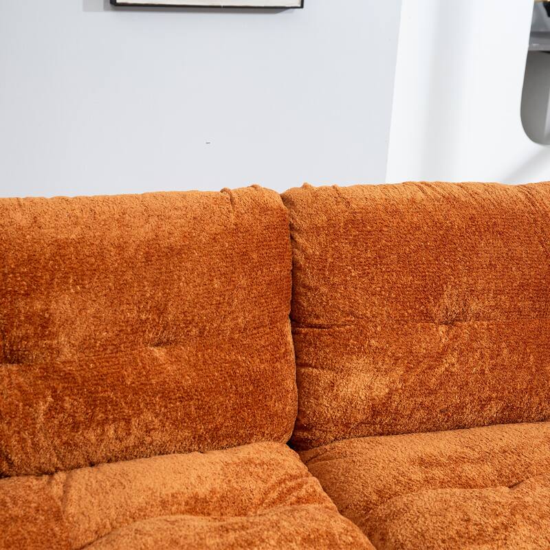 Two-seat Orange Sectional Sofa, 84x33x34 inches, 140 pounds