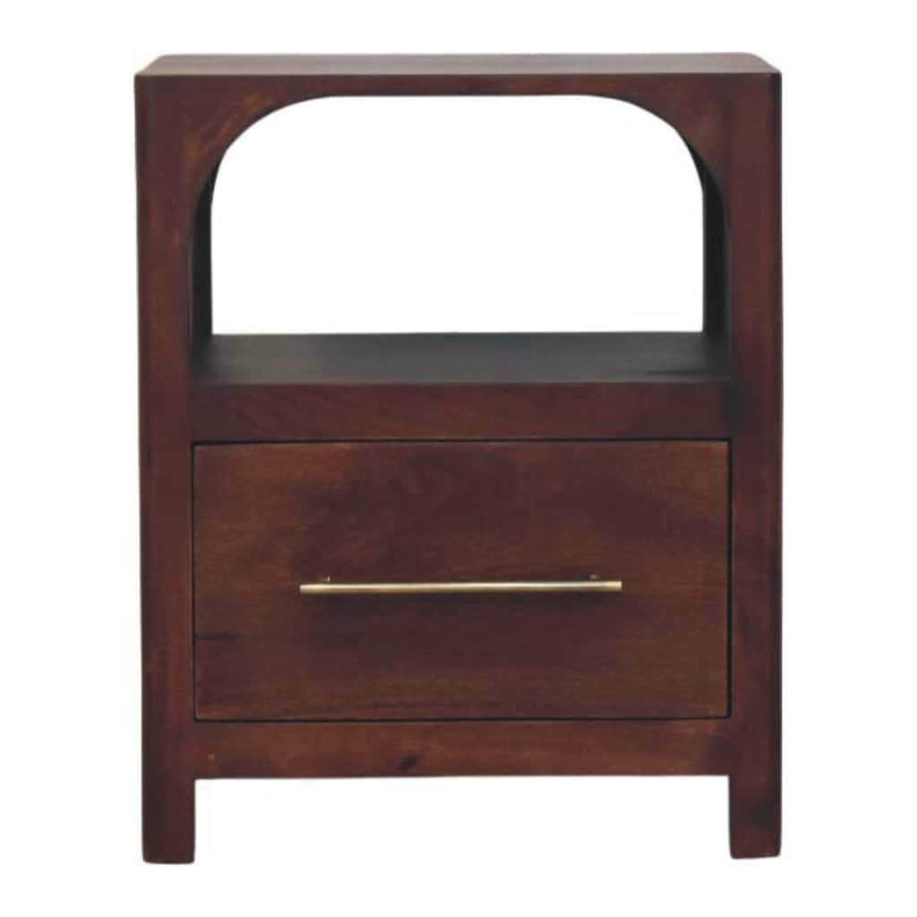 Artisan Furniture Solid WoodArched Edge 1 Drawer Bedside Brown
