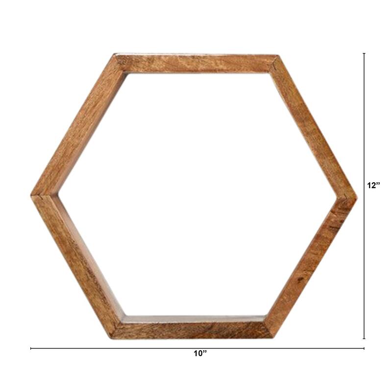 Set of 5 Wooden Hexagon Honeycomb Wall Shelves 12"