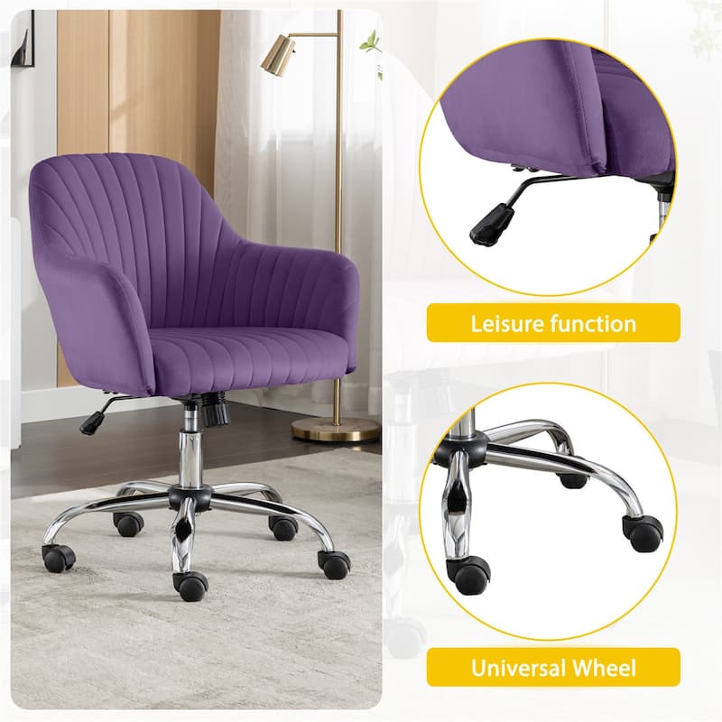 Modern Velvet Home Office Leisure Desk Swivel Chair with Adjustable Height