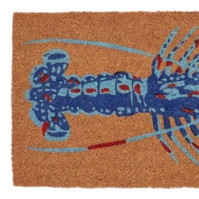 HomeRoots 16" X 30" Blue Brown And Red Lobster Indoor Coir Door Mat - 15.70' X '29.60