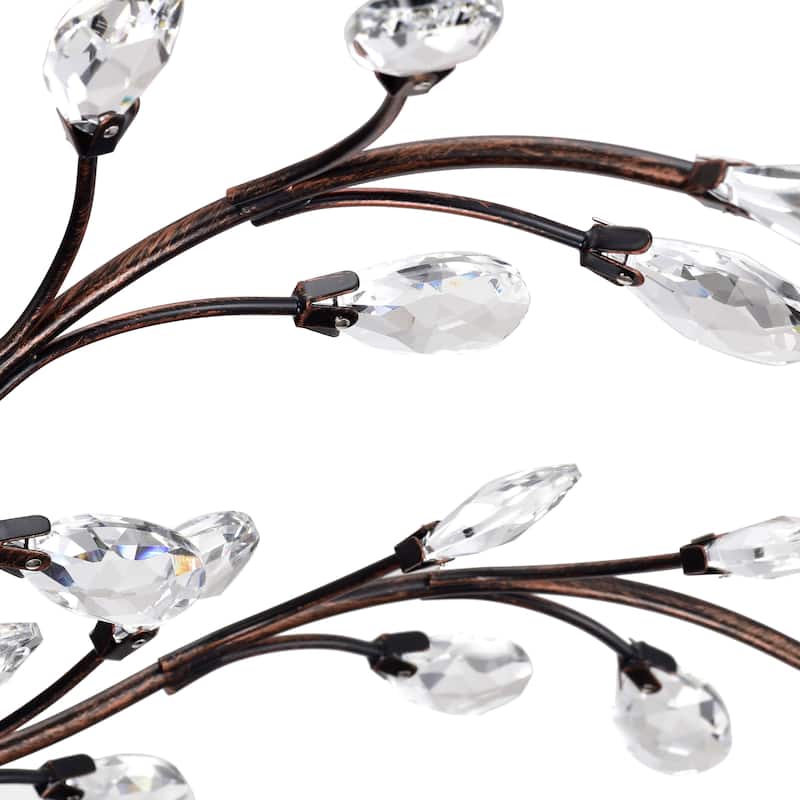 Holly 5-light Antique Copper Finish Crystal Leaves Flush Mount
