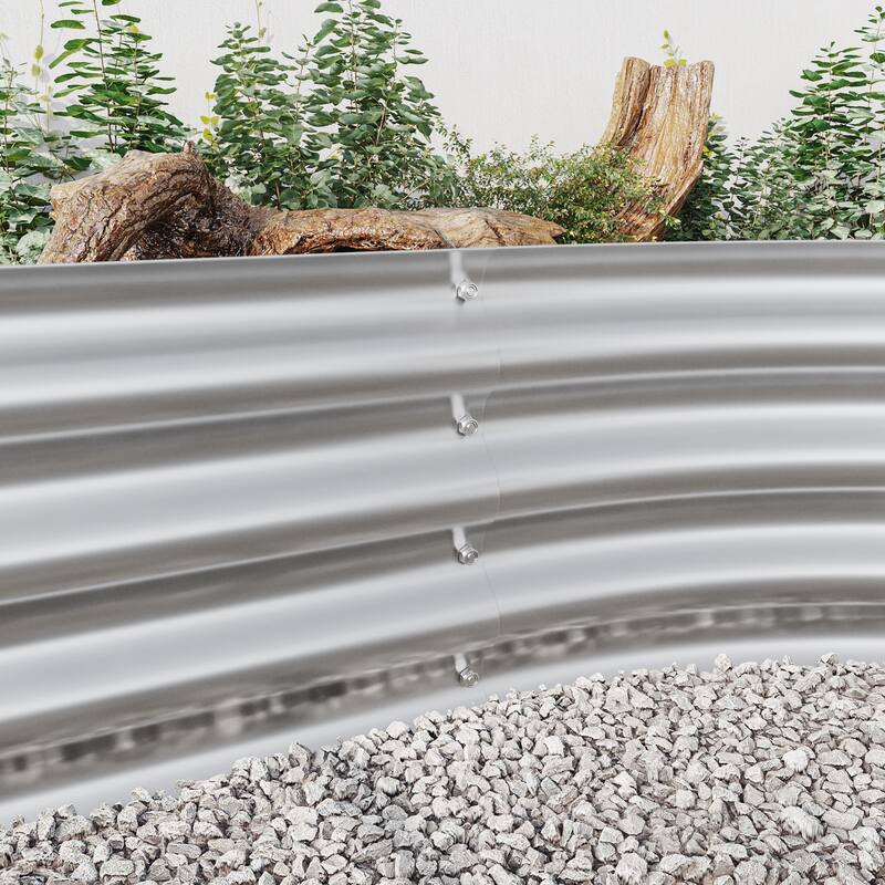 GDFStudio - Large Oval Metal Raised Garden Bed for Vegetables, Flowers, and Plants, Outdoor Backyard Planter Box