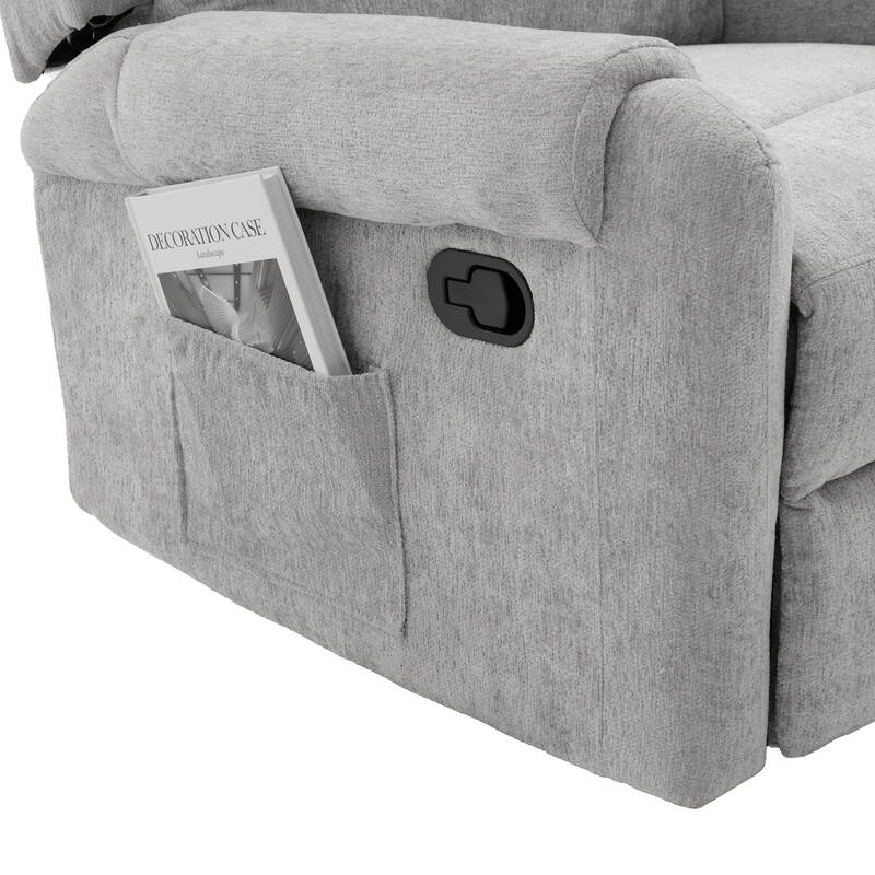 Manual Recliner Massage Recliner Chair Nursery Recliner Chair Swivel Rocker Recliner Sofa with a Side Storage Pocket