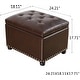 preview thumbnail 5 of 11, Adeco Tufted Bottom Bonded Leahter Brown Rectangle Storage Ottoman
