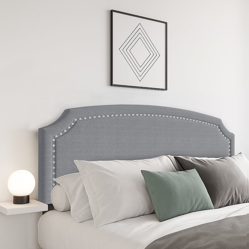Cora Upholstered Clipped-corner Headboard w/ Nailhead Trim