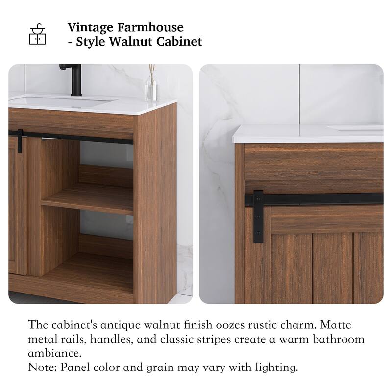 36" Freestanding Bathroom Vanity with Ceramic Sink - 35.83'' x 18.9'' x 33.46''