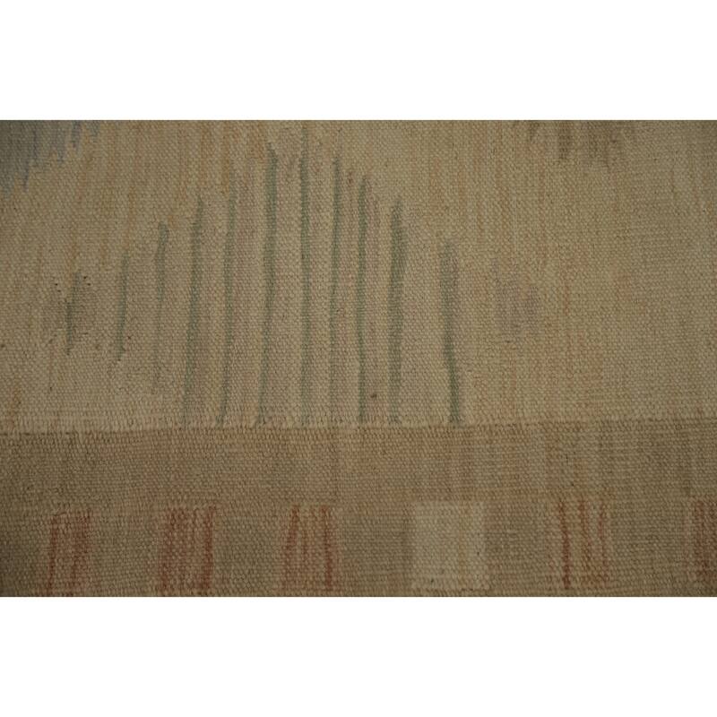 Hand Woven Oriental 100% Wool Carpet Southwestern Tribal Beige & Ivories Kilim Area Rug - 6' 10'' X 4' 9''