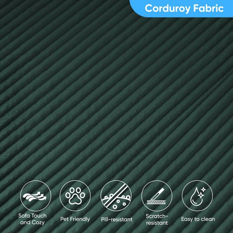 Mixoy 2-Pcs Free Combination Modular Sectional Sofas with Deep Seat,Corduroy L-Shaped Sofa with Chaise Lounge - 3-Seater