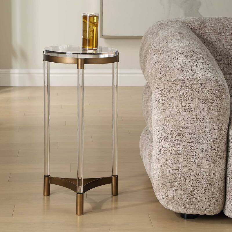 Uttermost Pereira Round Acrylic Accent Table - 13.13" W x 24.88" H x 13.13" D