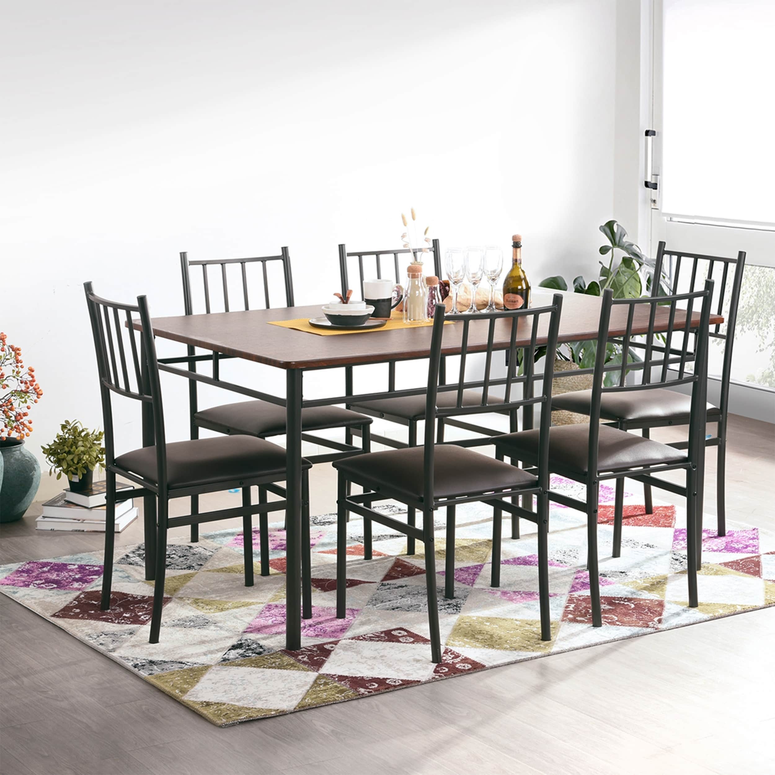 Lathan Rectangular Dining Table Set (Set of 7) Bed Bath Beyond