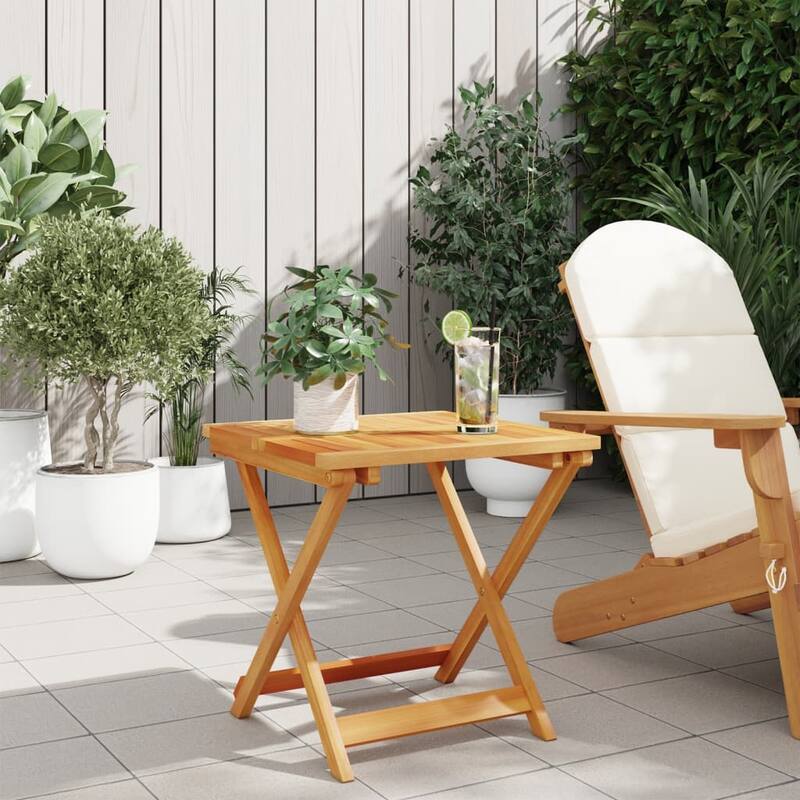 vidaXL Garden Table Brown Solid Acacia wood Small Foldable - 19.7 x 19.7 x 19.7