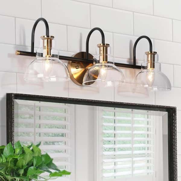 Bathroom Lights 5 Light Black and Gold Vanity Lights, Industrial Wall  Mounted Mirror Wall Lights with Glass Cover Bathroom Vanity Lights,  Bathroom