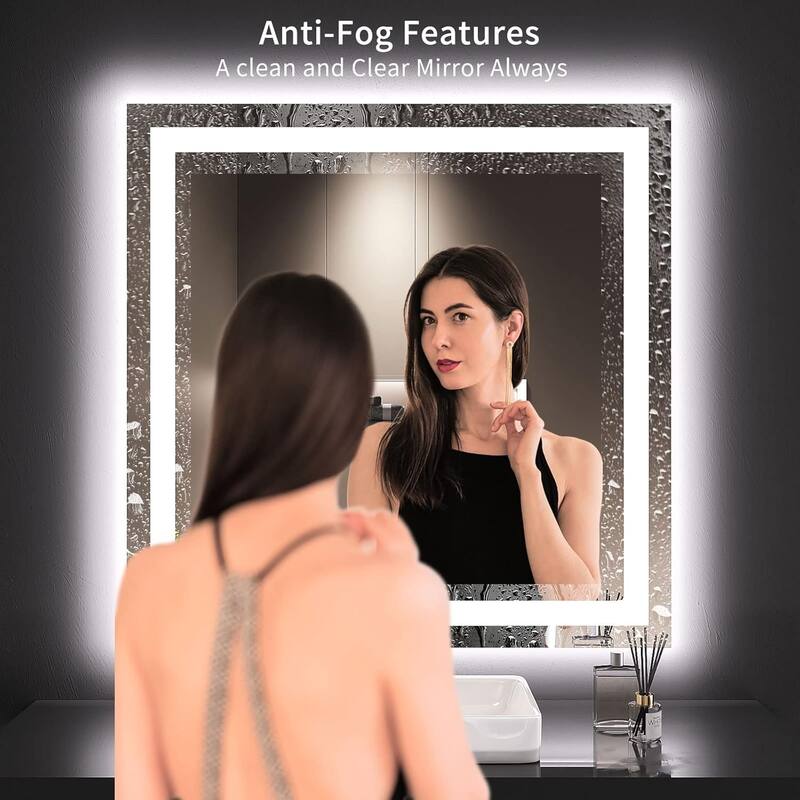 36x36 Inch Frameless LED Bathroom Mirror,Smart Mirror - White