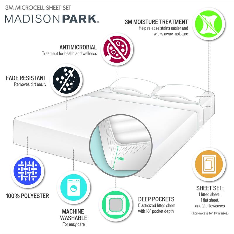 Madison Park Luxurious Brushed Microfiber Deep Pocket Sheet Set