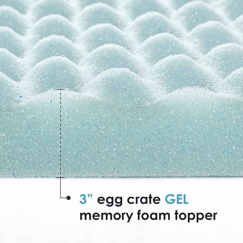 3 Inch Cooling Gel Egg Crate Memory Foam Mattress Topper