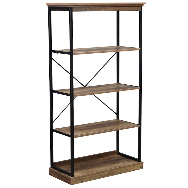 HOMCOM 2/4-Tier Industrial Style Storage Steel Wooden Shelf with a Robust Multi-Functional Design, Tall Organizer