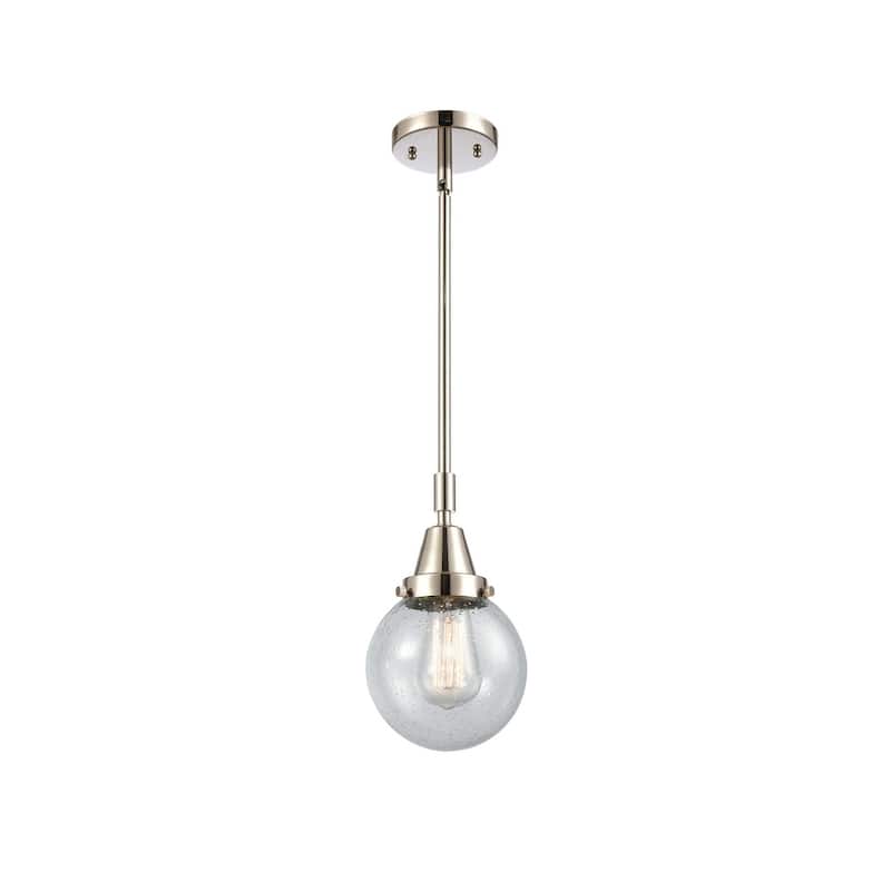 Innovations Lighting 447-1S-11-6 Beacon Pendant Beacon 6" Wide Mini - Polished Nickel / Seedy