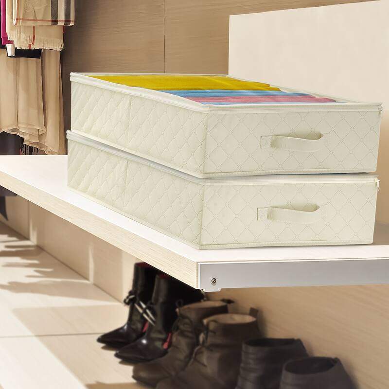 Storage Bags Closet & Underbed Organizer Set, Clear Cover, Foldable with Carry Handles (2-Pack)