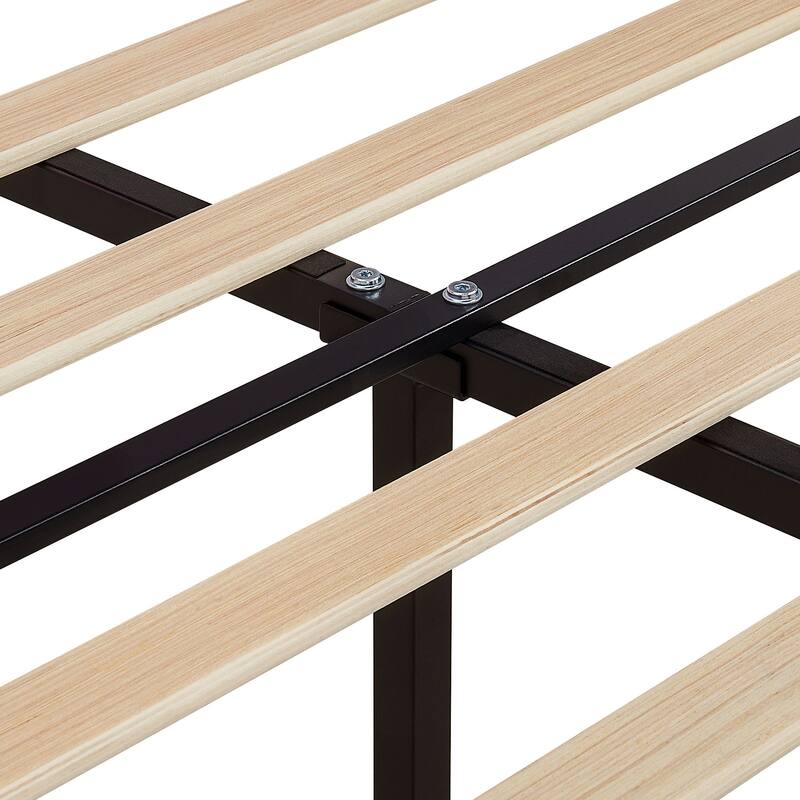 Javlergo Modern Upholstered Bed Frame with Height Adjustable Headboard Heavy-Duty Frame No Box Spring Needed