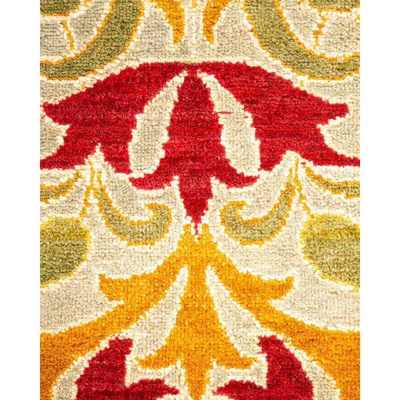 Overton Hand Knotted Wool Vintage Inspired Modern Contemporary Arts & Crafts Ivory Area Rug - 6' 4" x 9' 2"