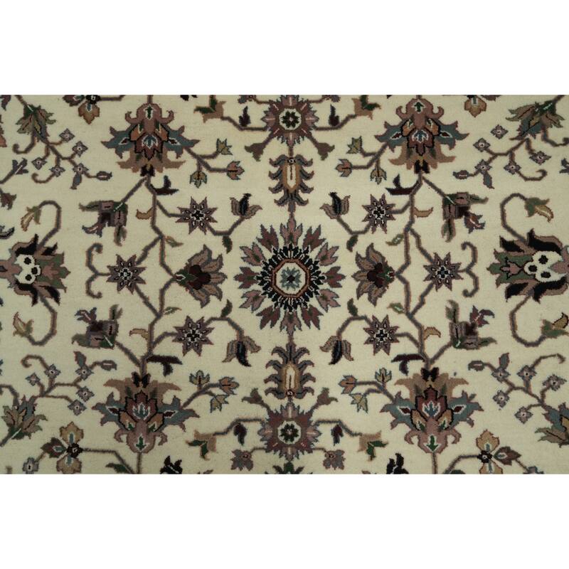 Hand Knotted Oriental 100% Wool Carpet Traditional Beige & Ivories Kashan Area Rug - 10' 1'' X 7' 9''