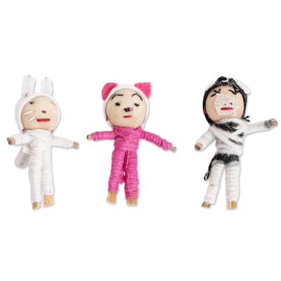 Novica Handmade Little Farm Worry Dolls (Set Of 3)