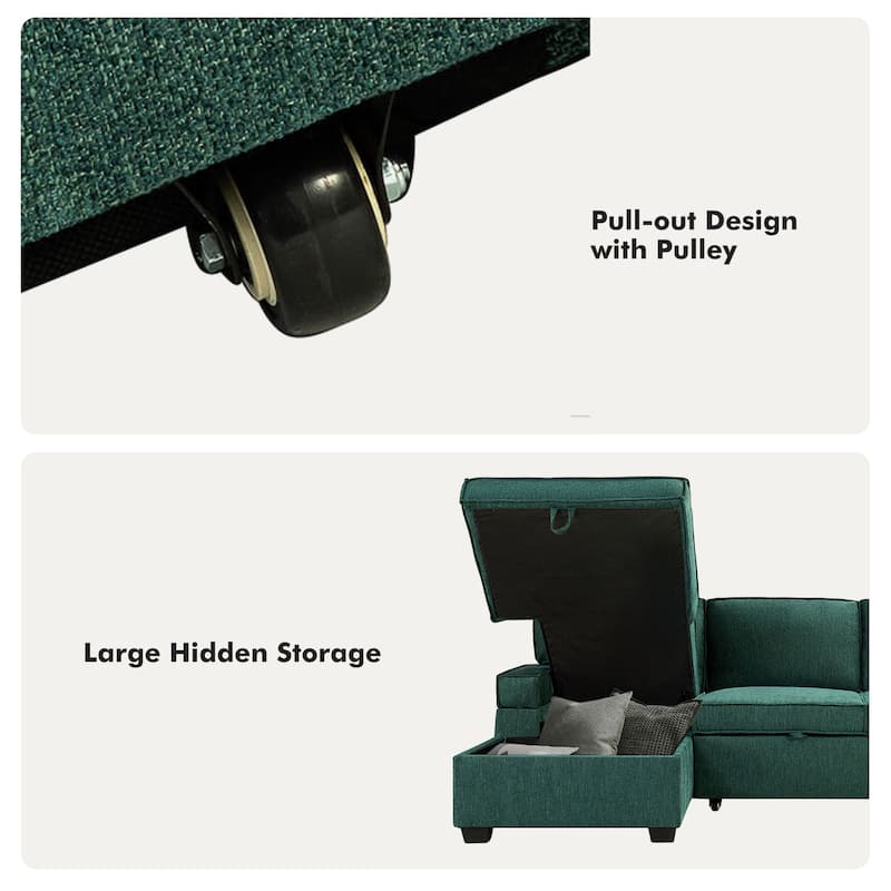 Badari Modern Pull Out Sleeper Sofa&Chaise with Storage by HULALA HOME