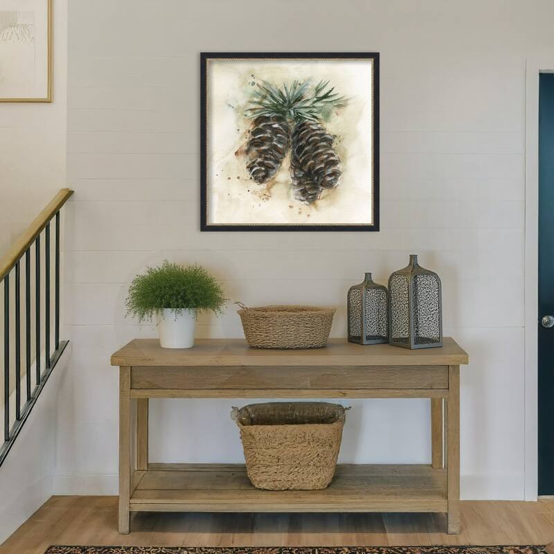 Watercolor Pinecone Study No. 2 by Ethan Harper Wood Framed Wall Art Print