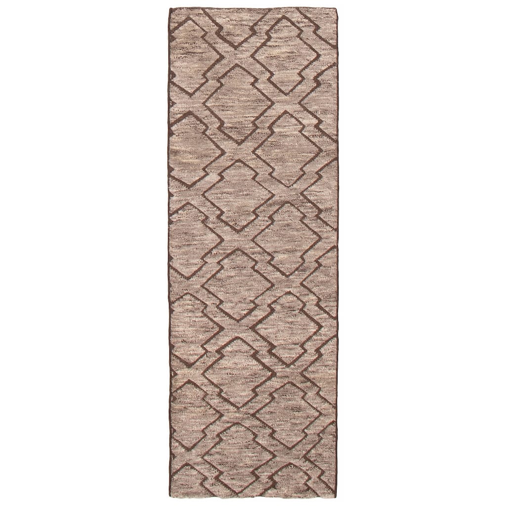 ECARPETGALLERY Hand-knotted Tangier Taupe Wool Rug - 2'5 x 7'8