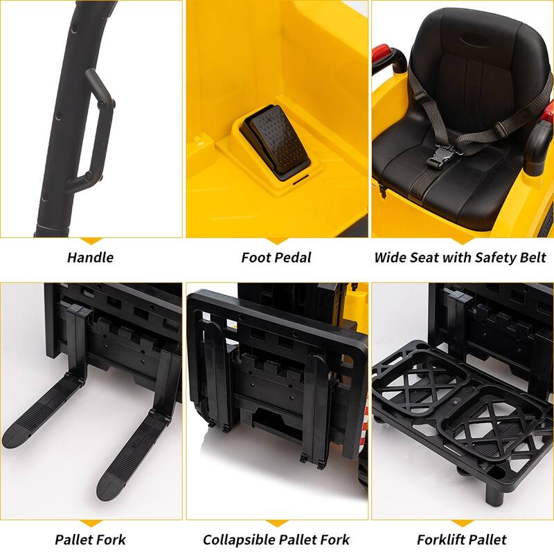 12V Kids Ride on Car With Tent,Electric Ride On Forklift with Remote Control,2 Speeds